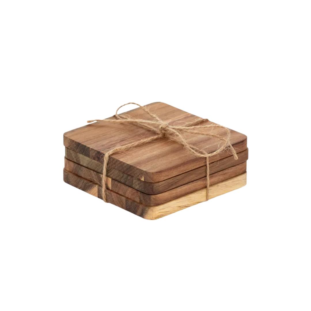 Acacia Wood Square Coasters Set of 4