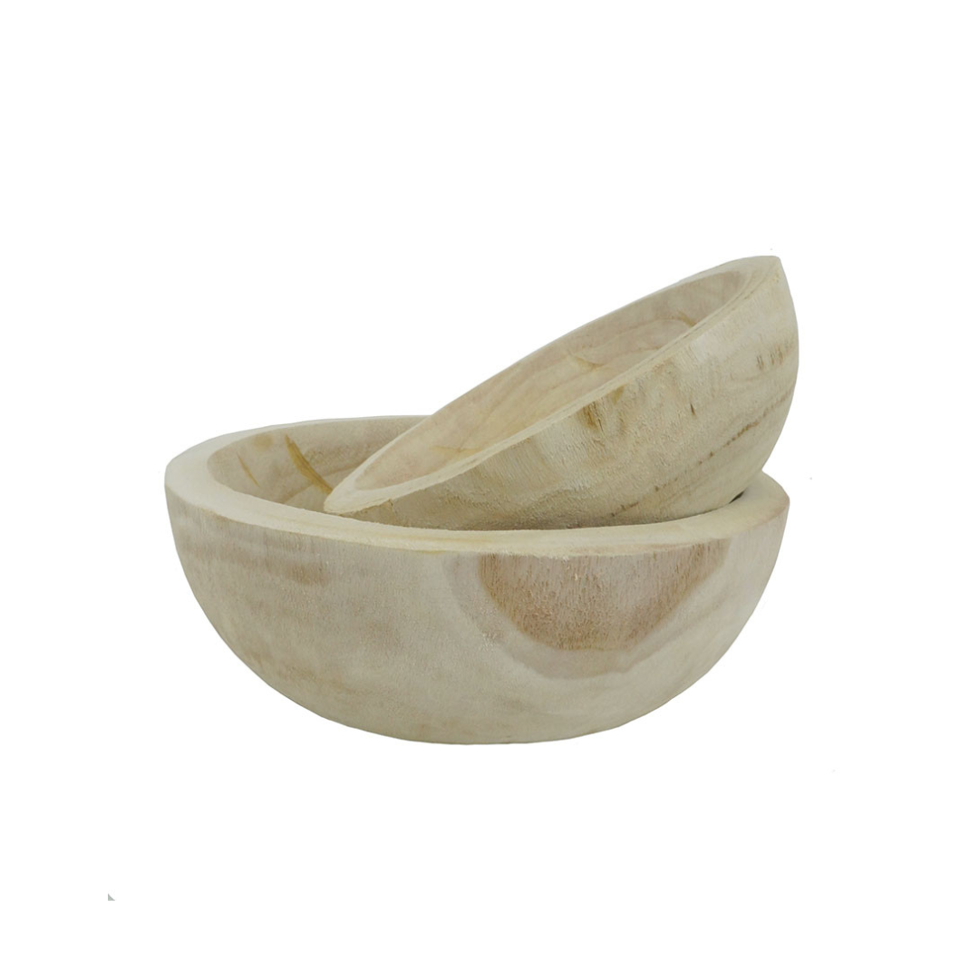 Raw Wooden Bowl Set