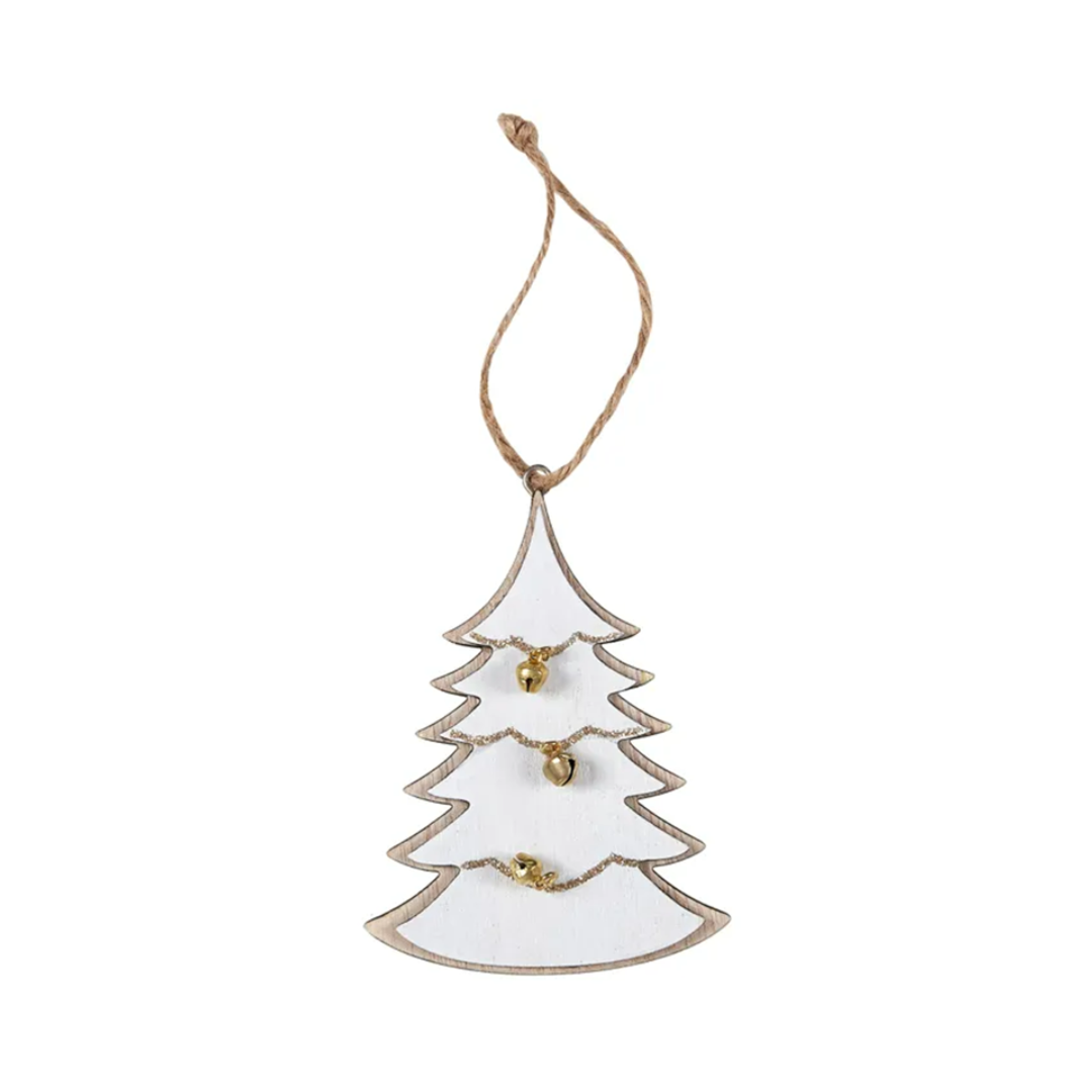 Christmas Tree Hanger Wood 7x20cm White